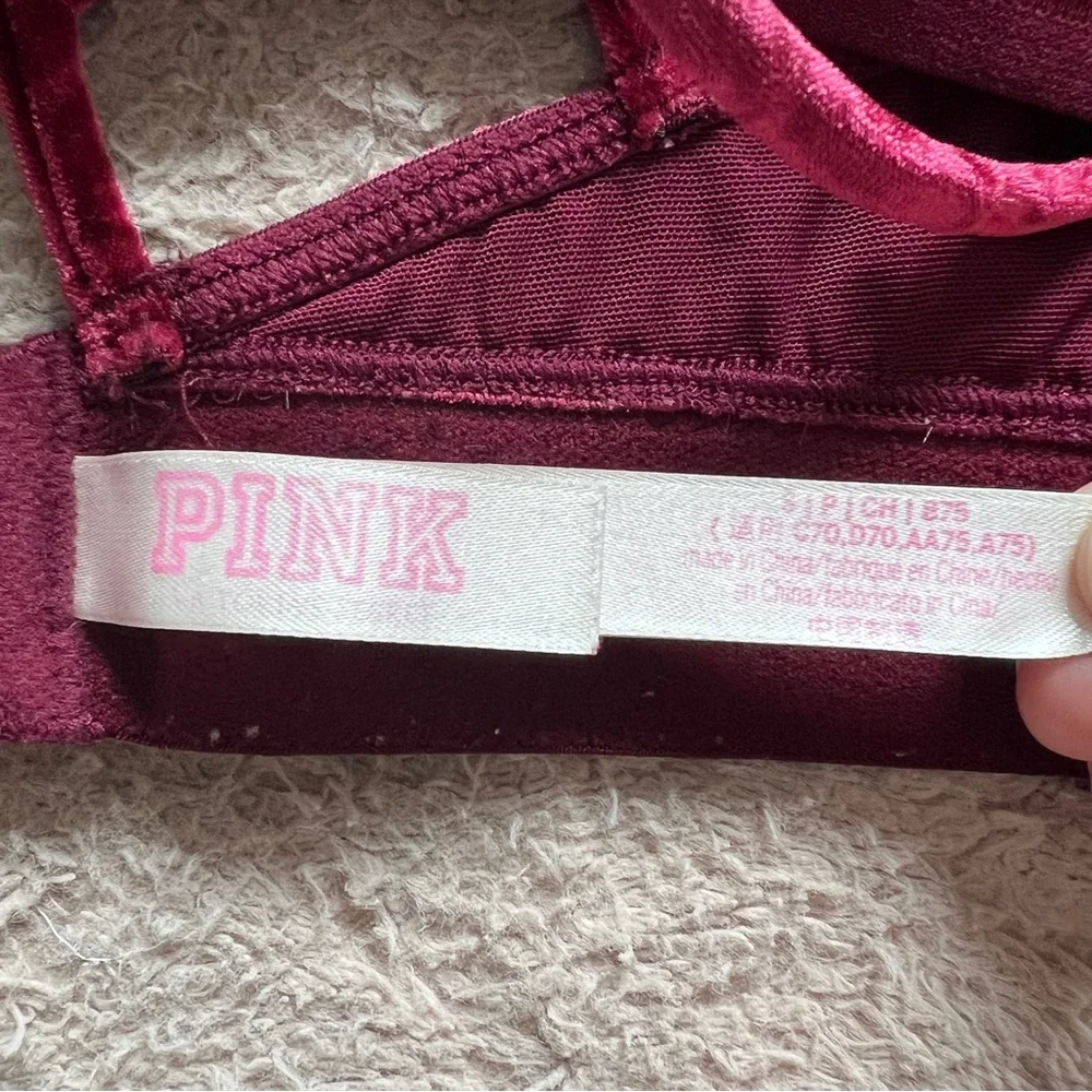 Victoria's Secret PINK Unlined Velour Bralette‎ Preppy Minimalist Whimsical Sz S